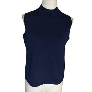 St. John Navy Blur Knit Tank Top‎ Sleeveless Size P S Work Party Casual Luxury